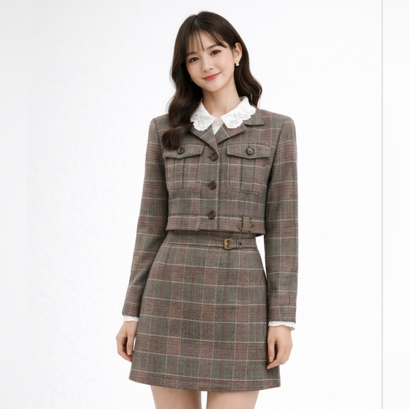 J.ING Jackets & Blazers - J.ING Lara Grey Plaid Jacket - XS / Grey - Matching set option